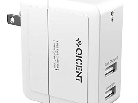 QICENT 2 Port USB Charger WA-2U-US (Black   White) Online now